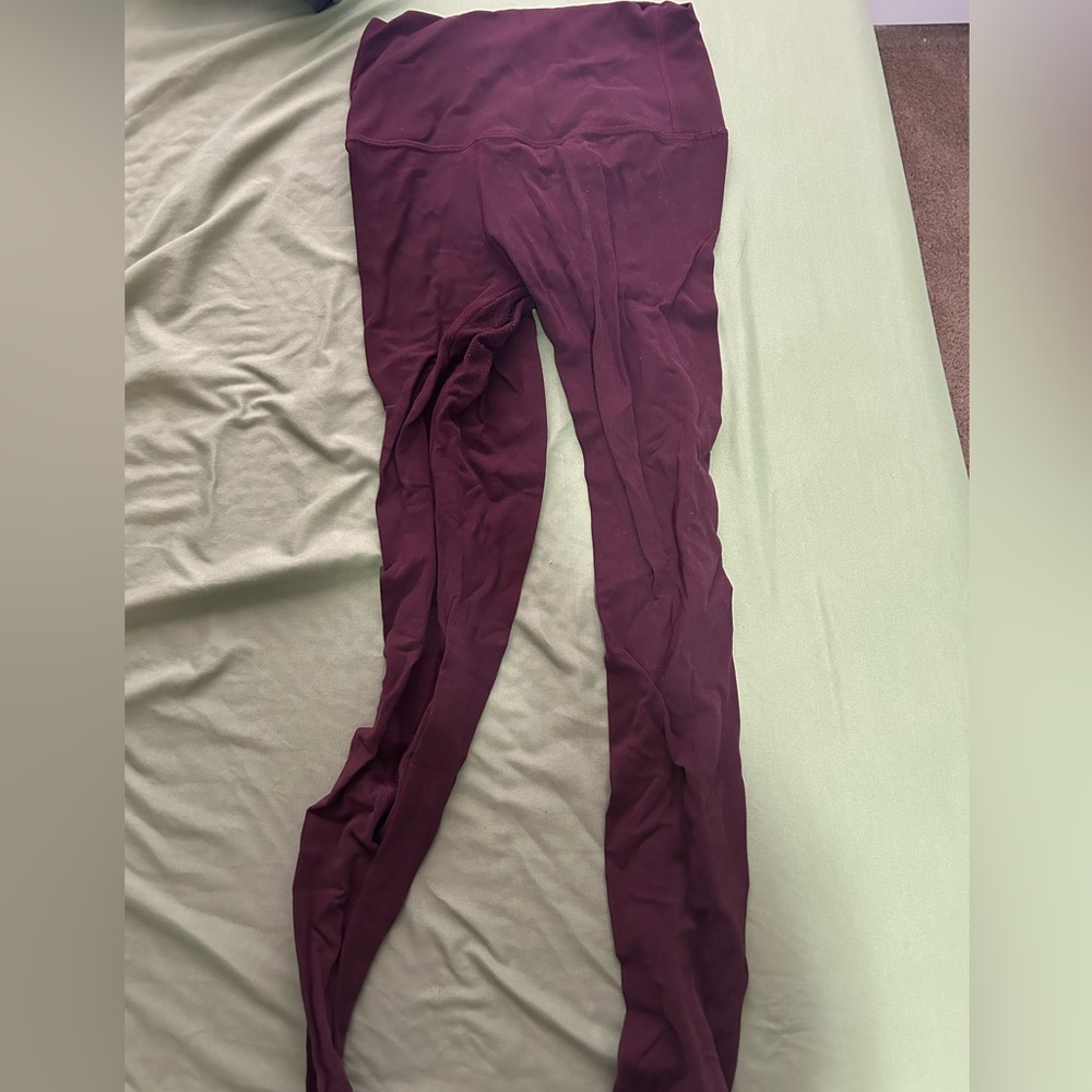 Maroon Lululemon high rise leggings size 4 with small pocket in waistband